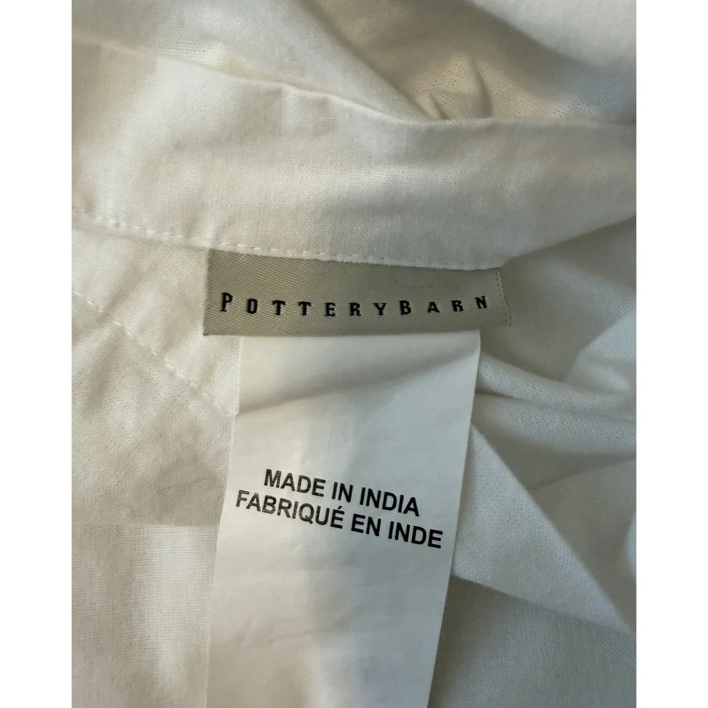 Pottery Barn Sham 1 White Ruffle Embroidered Standard Cottagecore French Country